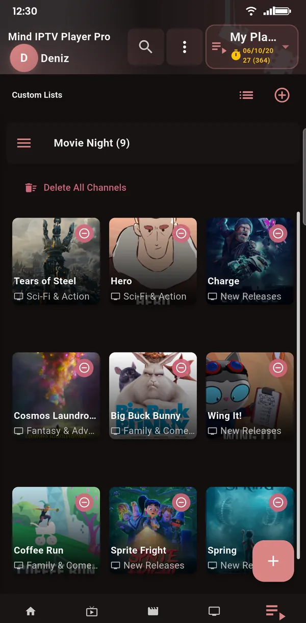 Custom list "Movie Night" on a phone
