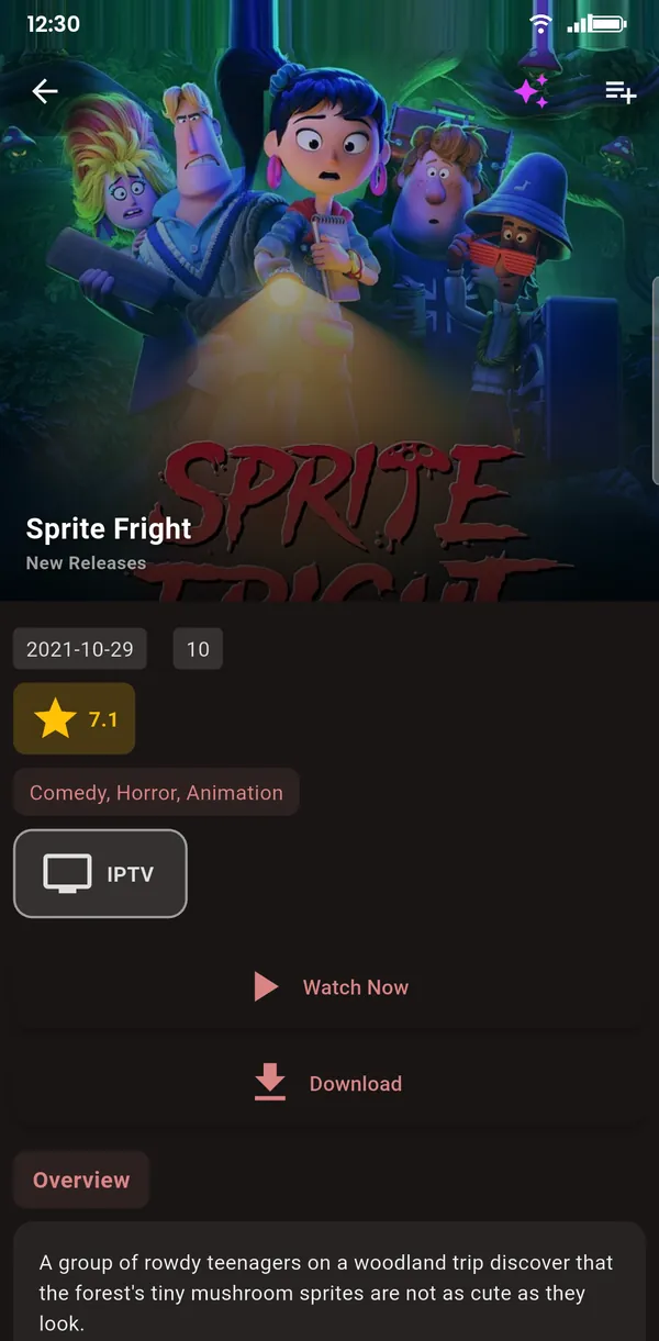 Movie details on a phone