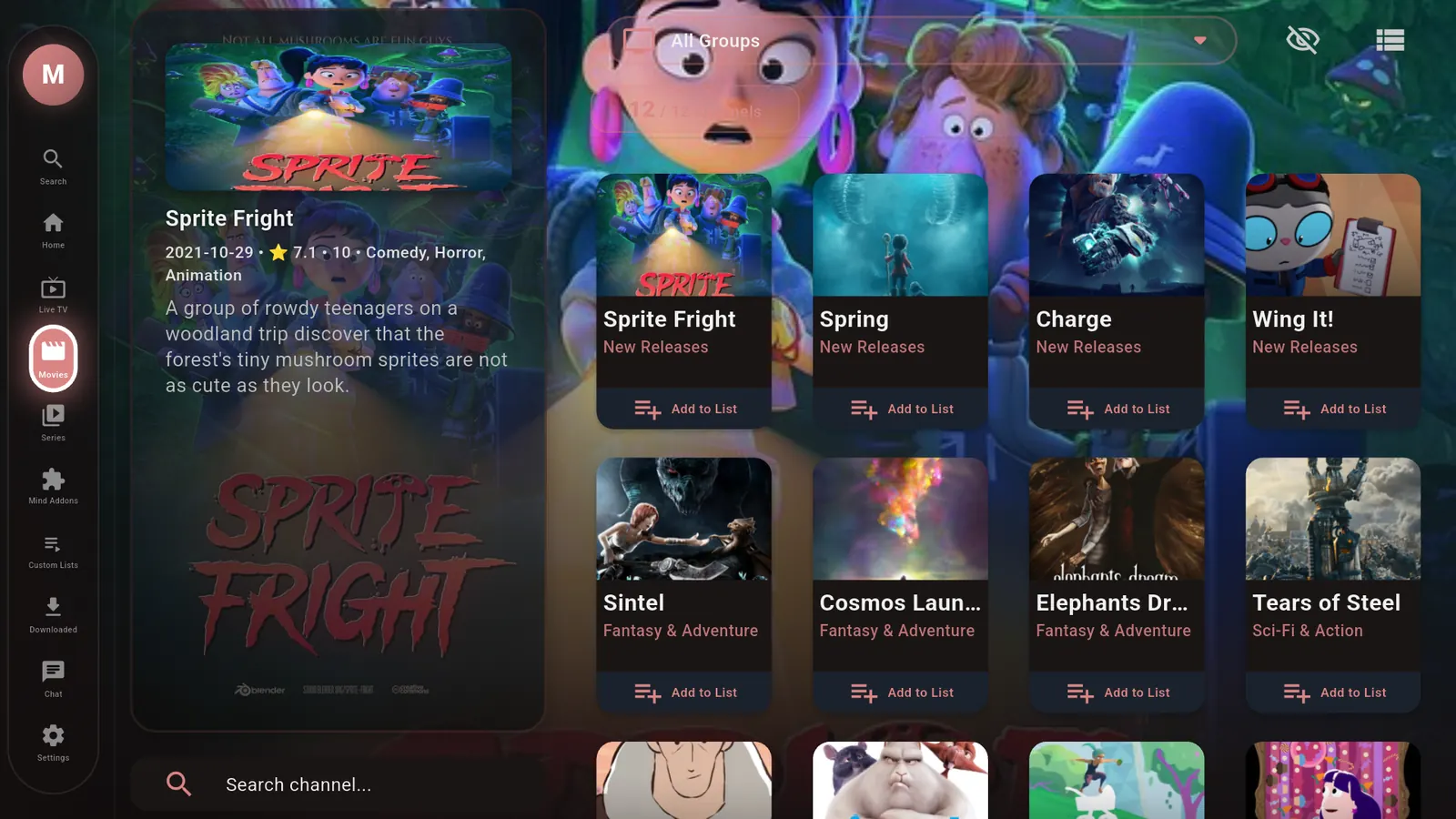 Movie catalog on Android TV